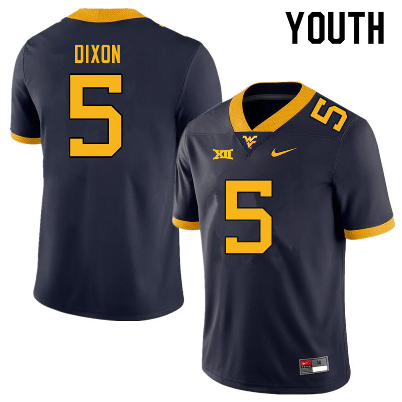 Youth #5 Lance Dixon West Virginia Mountaineers College Football Jerseys Sale-Navy - Click Image to Close